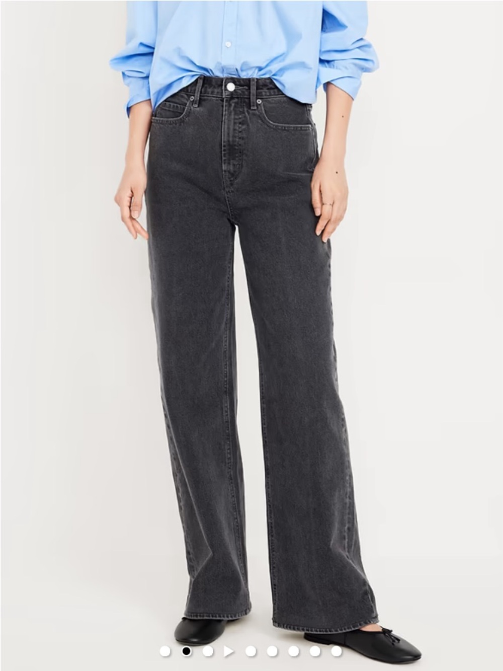 Old Navy Extra High-Waisted Wide-Leg Jeans 8 Tall | Faded Black Wash. New in bag